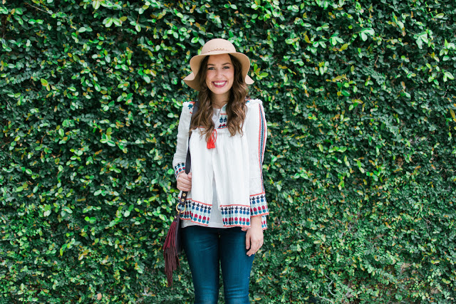 zara embroidered jacket, shein embroidered jacket, embroidered jacket, white and red embroidered jacket, sheinside, sheinside style blogger, sheinside embroidered top, zara white embroidered top, embroidered top with jeans and a floppy hat, tan floppy hat and tan shoes, tan felt hat, tan booties, the lone star looking glass, lone star looking glass, alice kerley, houston fashion blogger, houston style blogger