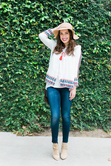 zara embroidered jacket, shein embroidered jacket, embroidered jacket, white and red embroidered jacket, sheinside, sheinside style blogger, sheinside embroidered top, zara white embroidered top, embroidered top with jeans and a floppy hat, tan floppy hat and tan shoes, tan felt hat, tan booties, the lone star looking glass, lone star looking glass, alice kerley, houston fashion blogger, houston style blogger