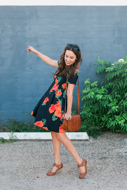 the lone star looking glass, houston fashion blogger, houston style blogger, houston blogger, orange and navy floral dress, anthropologie orange and navy floral dress, anthropologie navy floral dress, anthropologie fall dresses, 