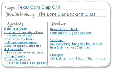 Texas Corn Chip Chili Recipe