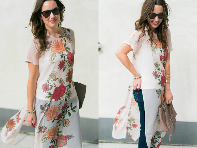 Vince Camuto Floral Tunic, pink floral sheer tunic top, elizabeth and james sunglasses, sheer floral tunic top, houston fashion blogger