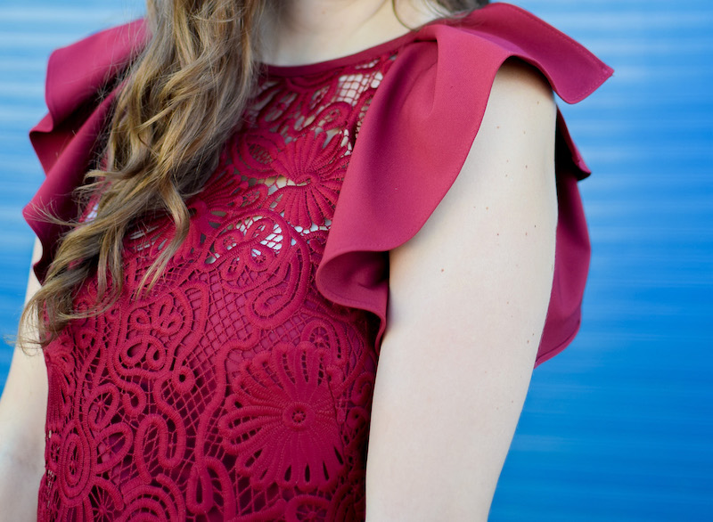 The perfect red lace holiday dress by Yoana Baraschi. 