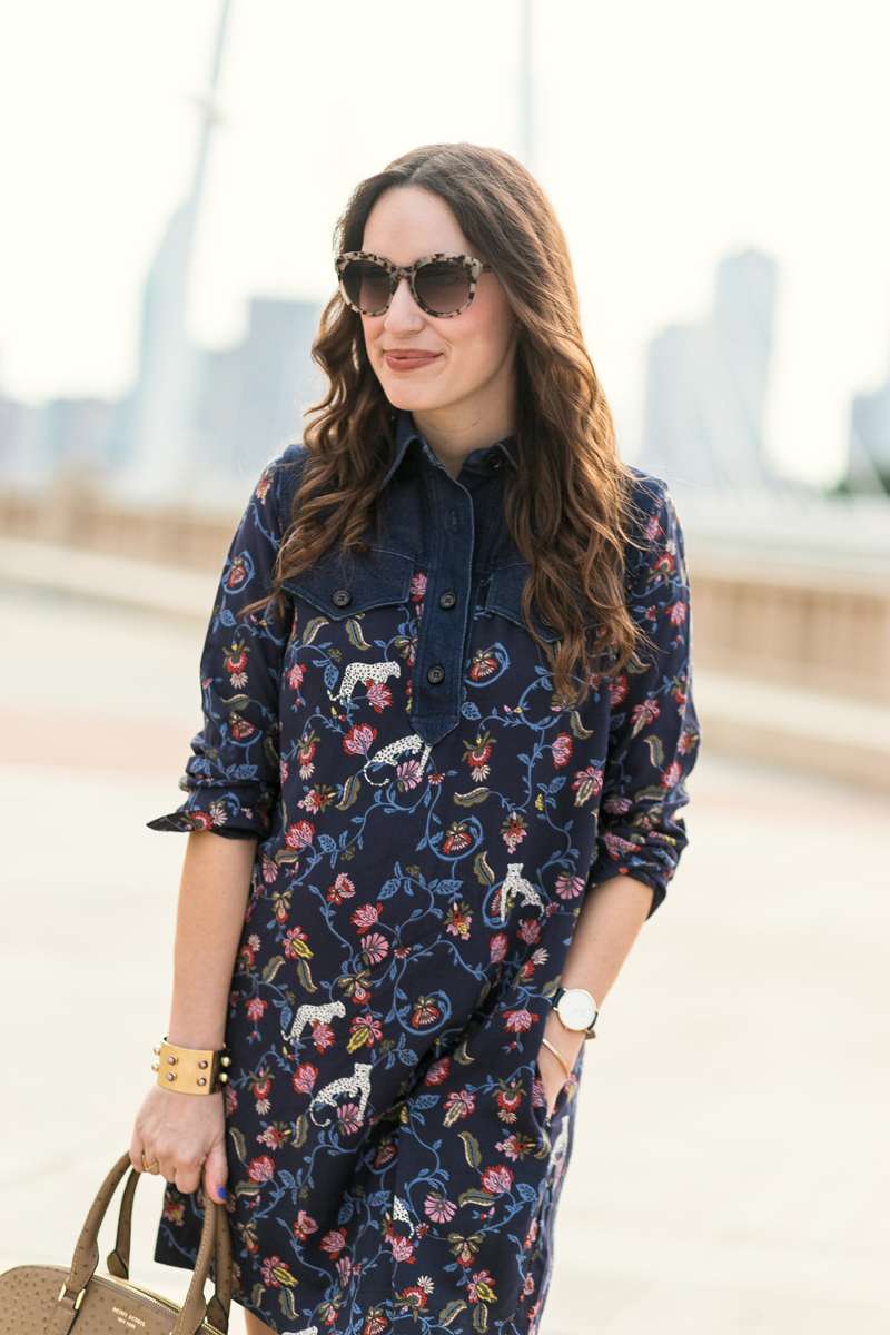 Fashion Blogger Alice Kerley styles the Indian Garden Dress by See by Chloe with a Henri Bendel Satchel in Dallas, TX.