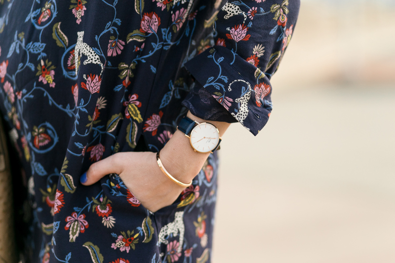 Fashion Blogger Alice Kerley styles the Indian Garden Dress by See by Chloe with a Daniel Wellingon Watch and Bracelet in Dallas, TX.