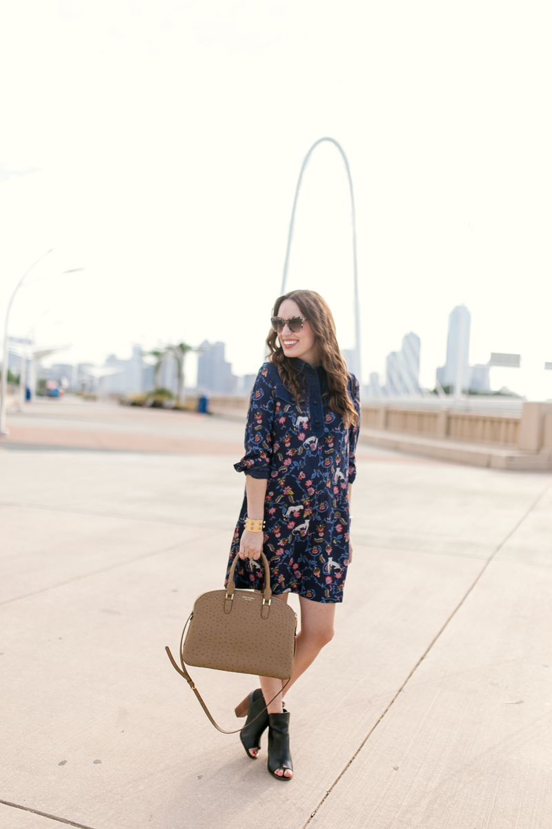 Fashion Blogger Alice Kerley styles the Indian Garden Dress by See by Chloe with a Henri Bendel Satchel in Dallas, TX.
