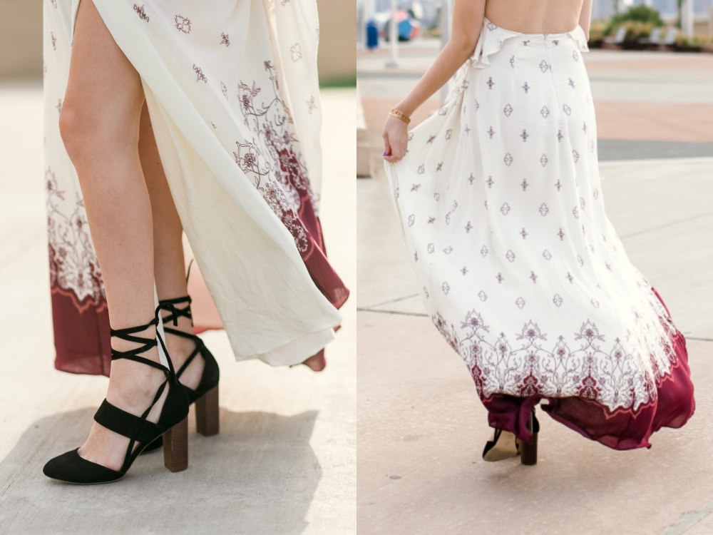 Texas fashion blogger Alice Kerley styles black lace up Sole Society heels.