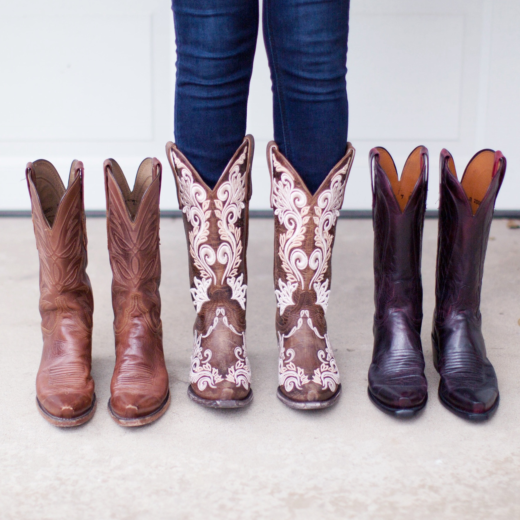 Red and brown Lucchese boots from Cavenders.