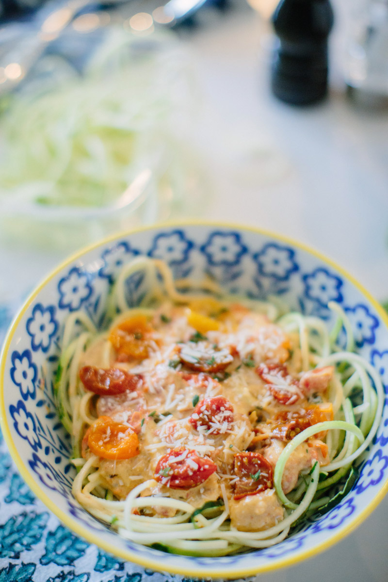 A recipe for creamy cajun zucchini noodle pasta with HEB's Veggie Noodle Co. 