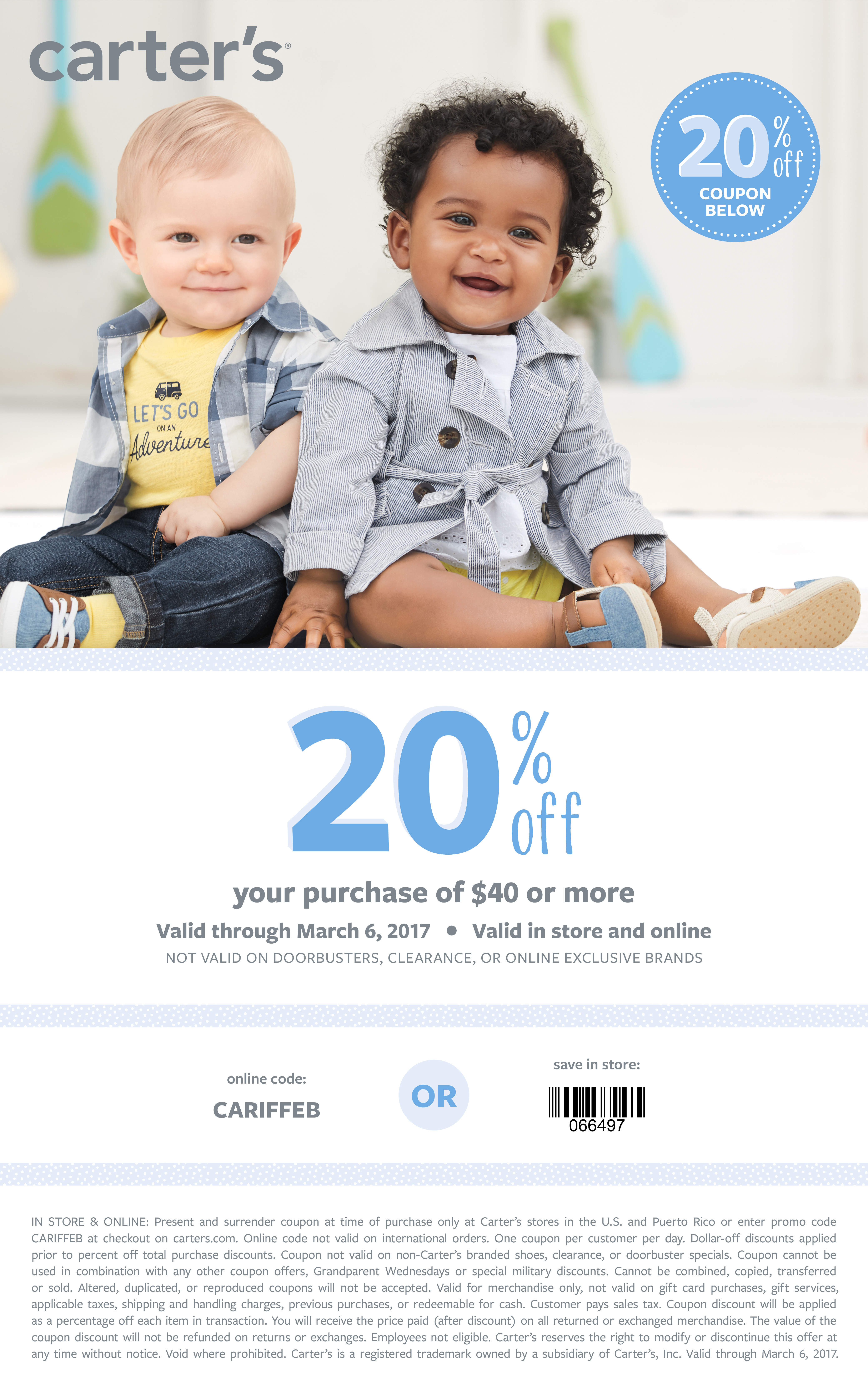 Carter's Spring 2017 20% off coupon