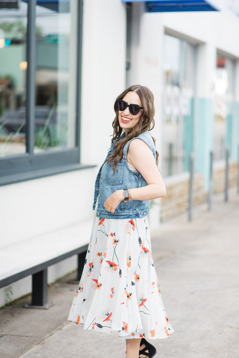 Papercrown gray and red floral printed dress