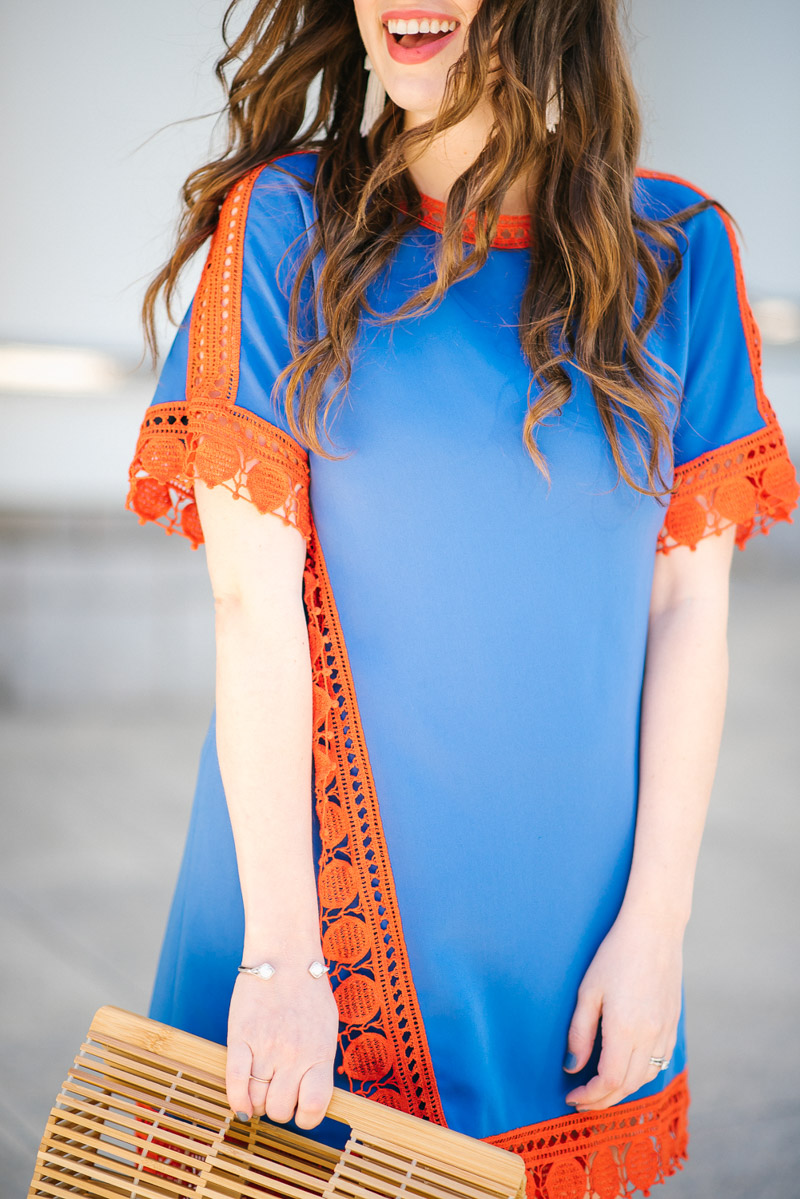 Red and blue Tory Burch Mini Dress Styled for Memorial Day Weekend