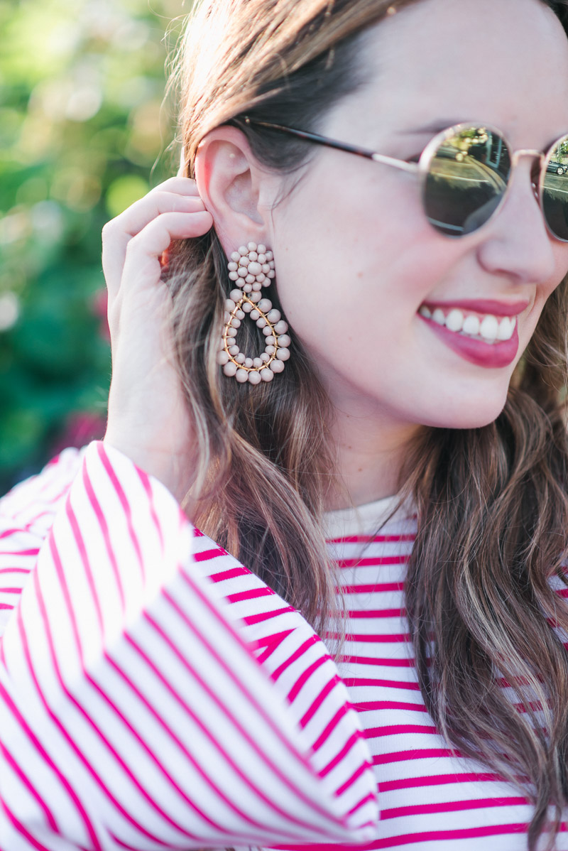 Fashion blogger Alice Kerley styles Lisi Lerch earrings in taupe.
