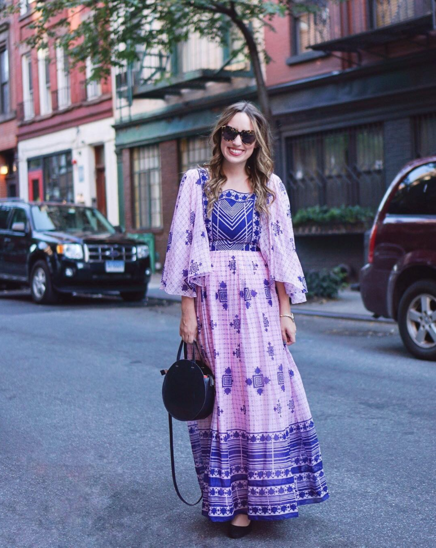 A 1970s vintage boho maxi dress for the Free People x Vogue Rooftop Party