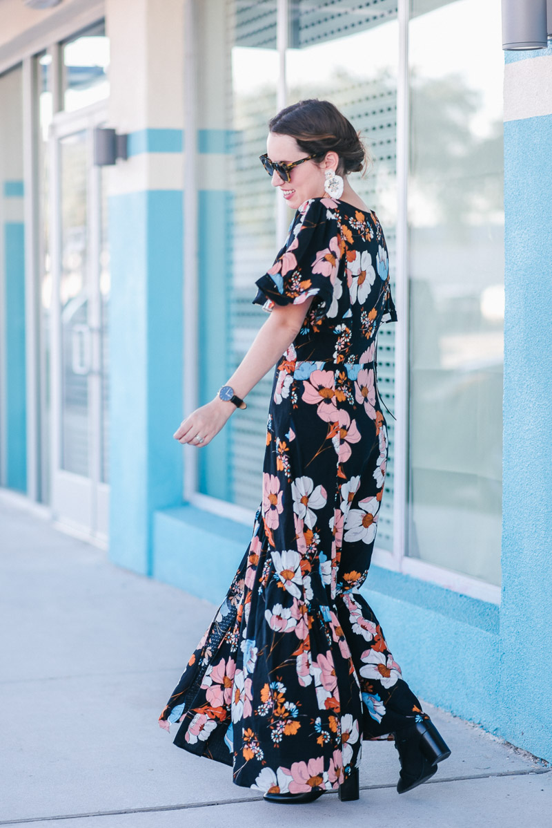 Amazon Fashion Ella Moon Kaitllyn Flutter Sleeve Black Floral Dress