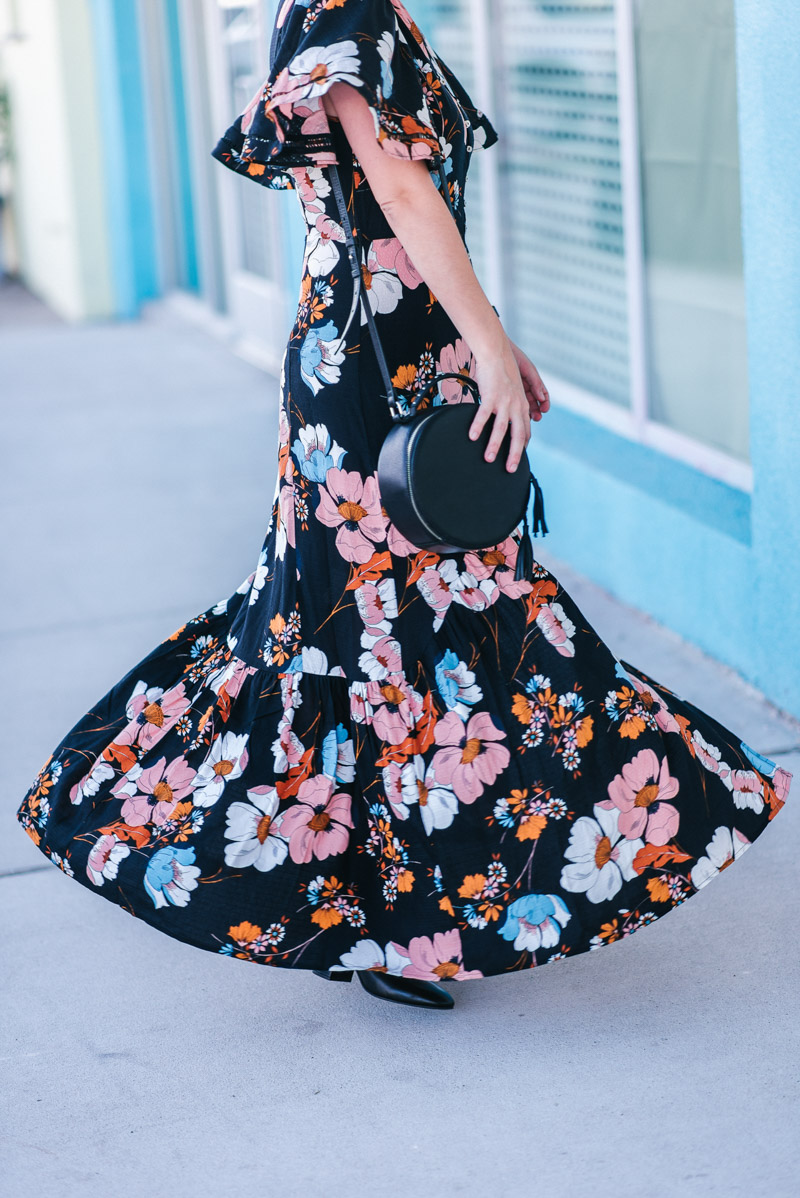 Amazon Fashion Ella Moon Kaitllyn Flutter Sleeve Black Floral Dress