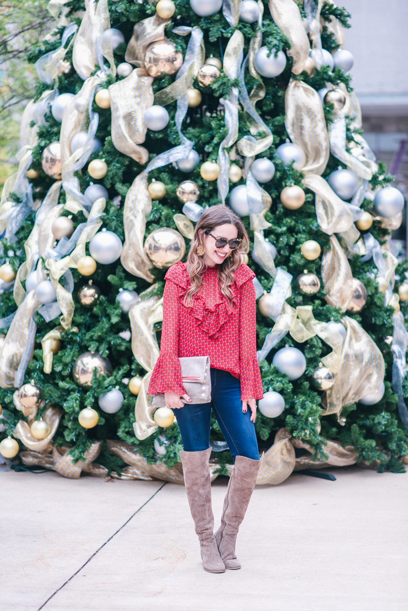 Holiday Outfit Ideas - WAYF Bell Sleeve Ruffle Top