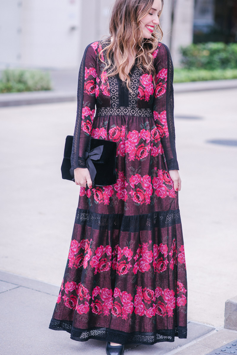 Houston Blogger Alice Kerley styles Cecilia Prado's Rose Sweater Maxi Dress from Anthropologie