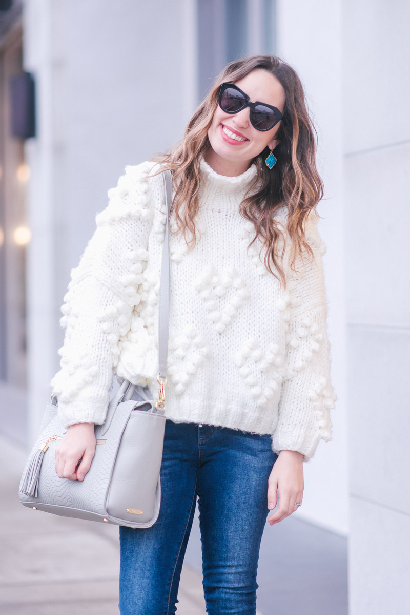 Easy Winter Outfit Ideas: Chicwish White Pom Pom Pullover Sweater