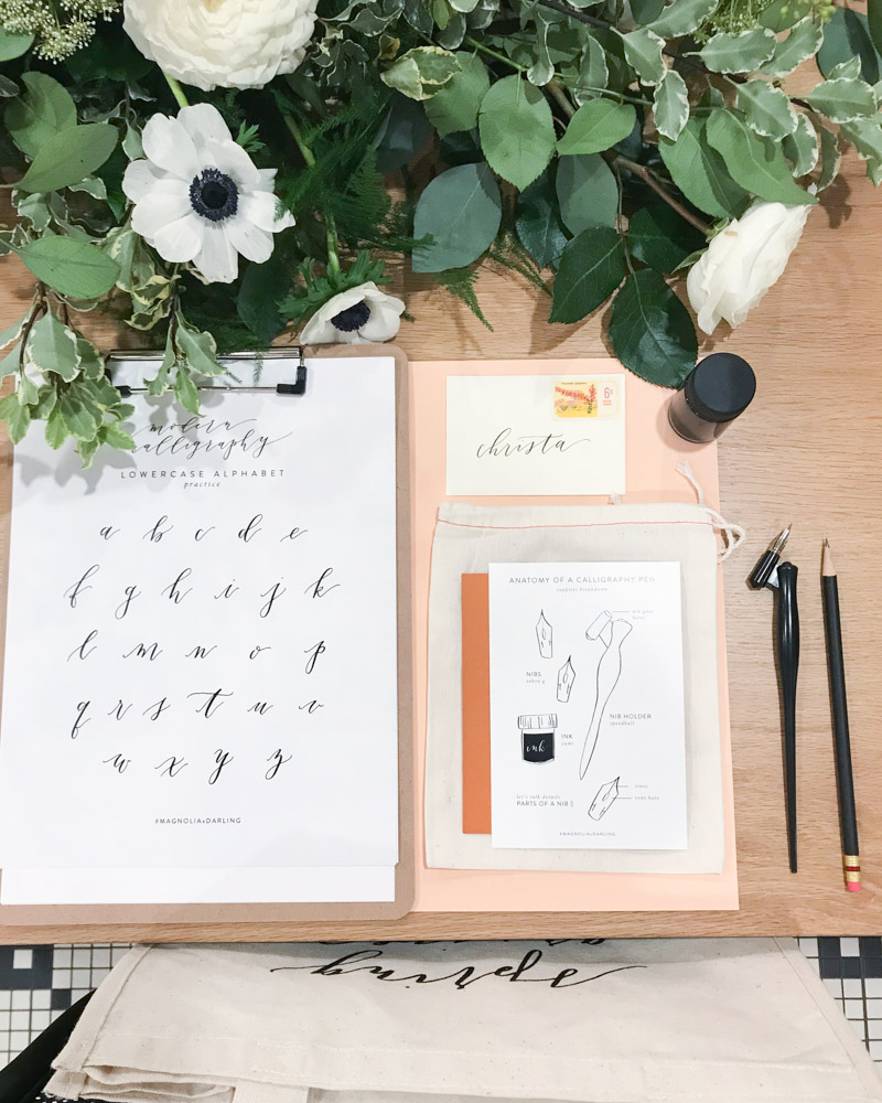 Calligraphy Workshop at Magnolia Table in Waco, TX