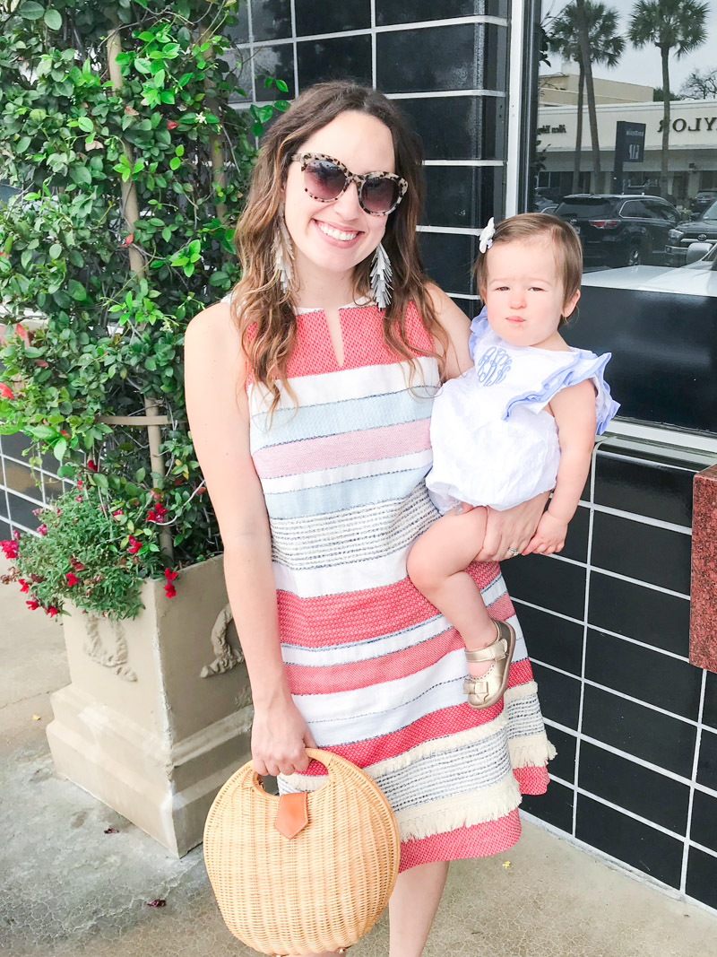 Cute Easter Dress featured by top US fashion blog Lone Star Looking Glass; Image of a woman wearing a J. McLaughlin striped sundress