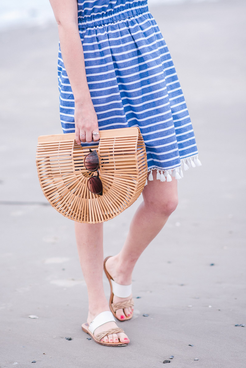 Spring accessories with Cult Gaias bamboo bag and soludos sandals.