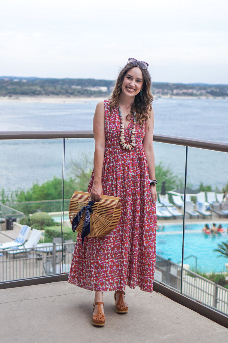 Texas travel blogger shares a review of Lakeway Resort and Spa and styles a Roller Rabbit maxi dress.