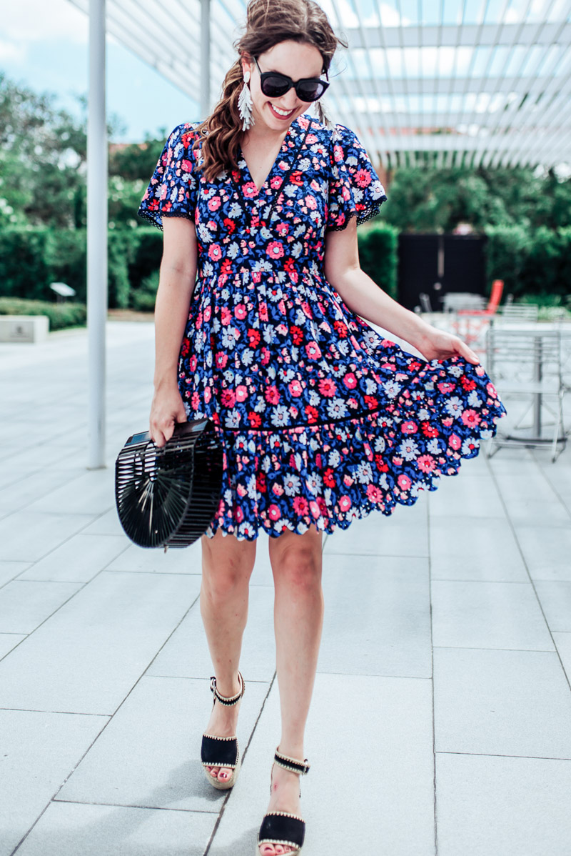 Houston blogger styles Kate Spade Daisy Eyelet Mini Dress