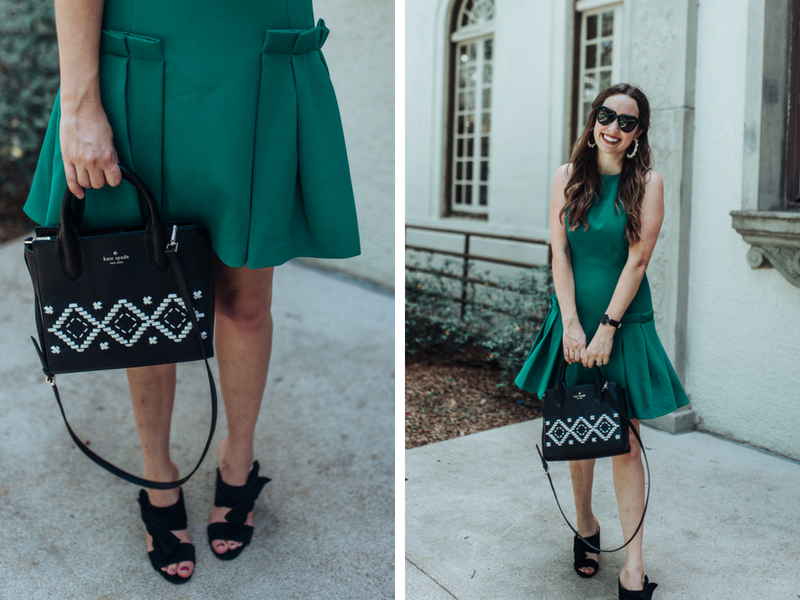 Houston fashion blogger Alice Kerley styles an Eliza J green shift dress for the Nordstrom Anniversary Sale.