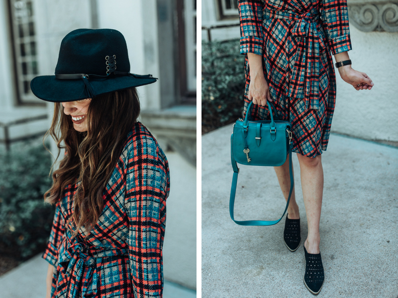 Houston style blogger features a plaid wrap Eliza J dress for the Nordstrom Anniversary Sale.