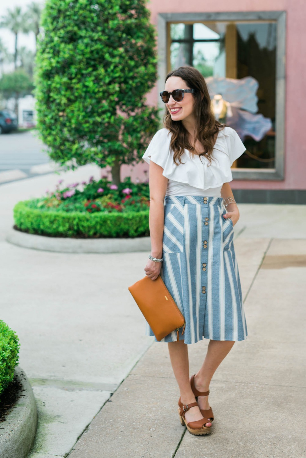 annabelle skirt, francescas annabelle skirt, blue and white striped skirt, houston fashion blogger, lone star looking glass