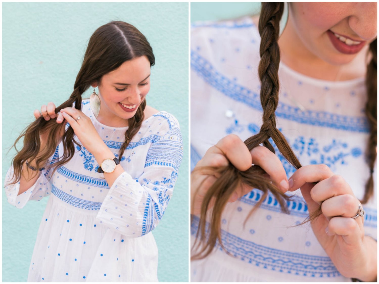 A super simple messy crown braid tutorial that takes less than 10 minutes