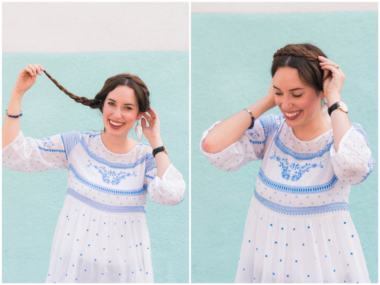 A super simple messy crown braid tutorial that takes less than 10 minutes