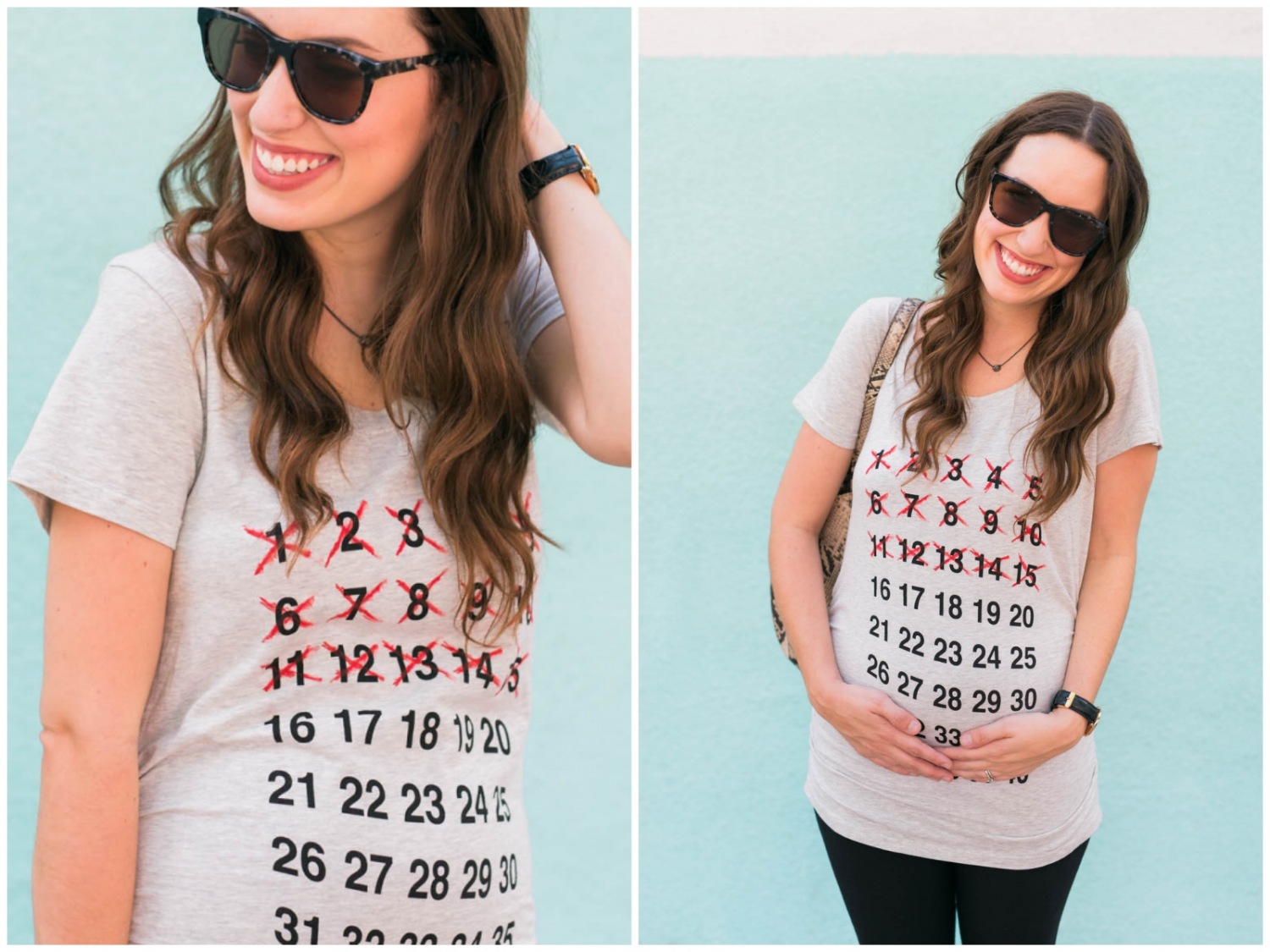 maternity weekly countdown tee, pregnancy countdown top, pea in the pod leggings, what to wear with maternity leggings, vionic snake sneakers, elaine turner snake printed tote purse