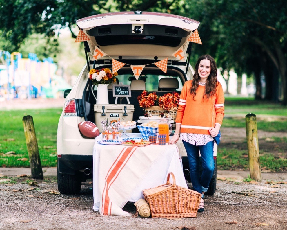 Orange and white Tennessee football tailgating ideas with Draper James. | Stylish Southern Tailgate featured by top Houston life and style blog, Lone Star Looking Glass