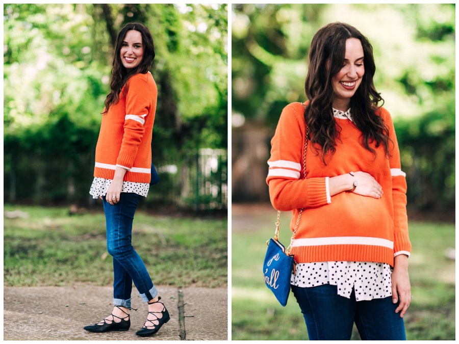 Styling Draper James Tailgate Sweater in Orange for a Tennessee Tailgate  | Stylish Southern Tailgate featured by top Houston life and style blog, Lone Star Looking Glass