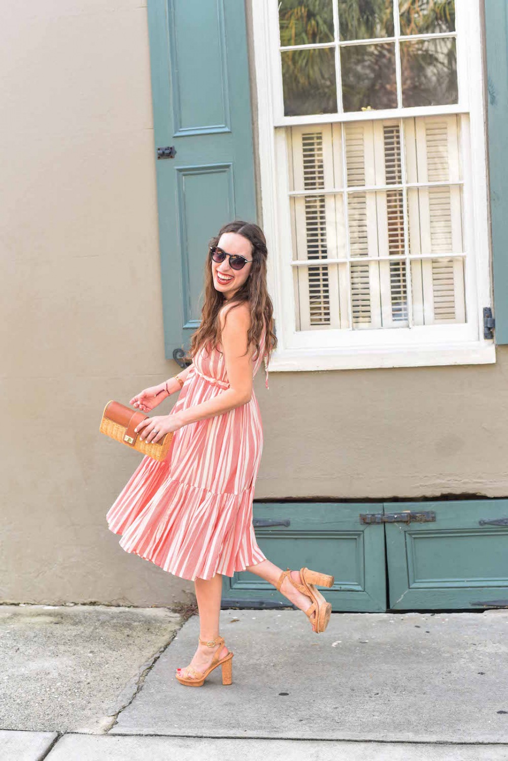 Party dress inspiration in an Anthropologie red and white striped halter dress