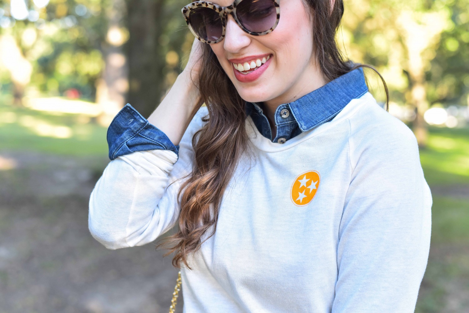 Lone Star Looking Glass styles a look for Tennessee Gameday in Stewart Simmon's Tennessee Tristar Sweatshirt.