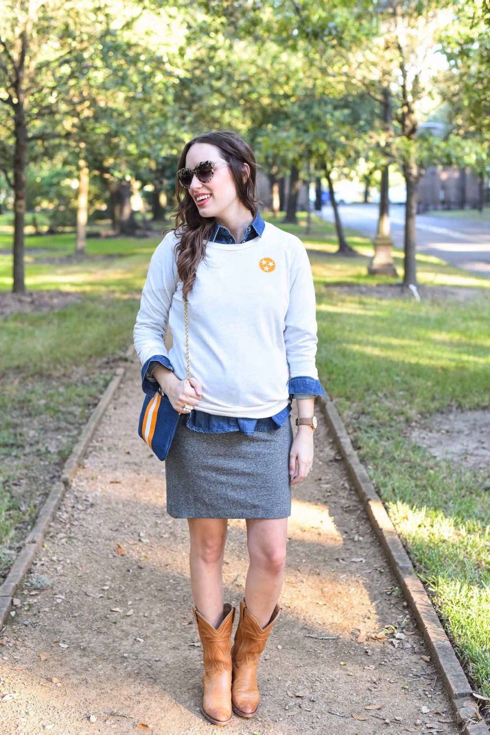 Lone Star Looking Glass styles a look for Tennessee Gameday in Stewart Simmon's Tennessee Tristar Sweatshirt.