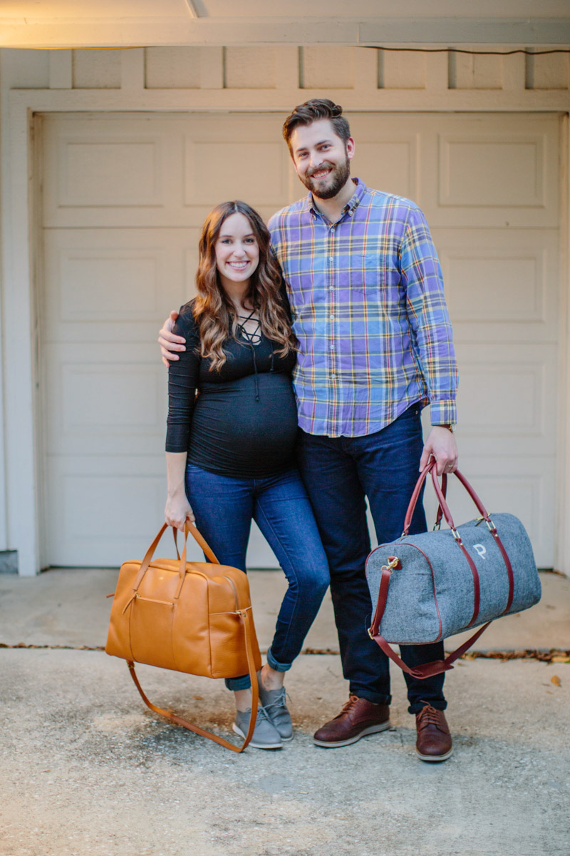 What to pack in your hospital bag with Mark and Graham's Daily Leather Overnighter. | Top Houston life and style blog, Lone Star Looking Glass, features the 15 Hospital Bag Essentials you need.