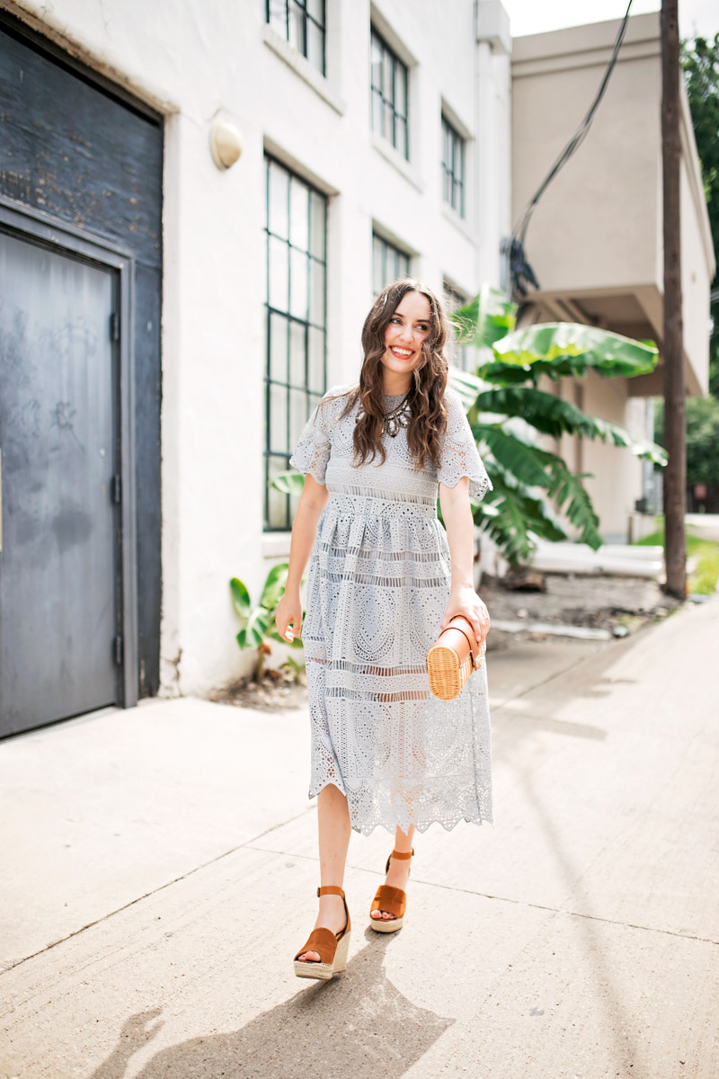 Houston blogger styles a blue lace midi dress from Chicwish. | 11 Fun Things About Me featured by top Houston life and style blog, Lone Star Looking Glass.