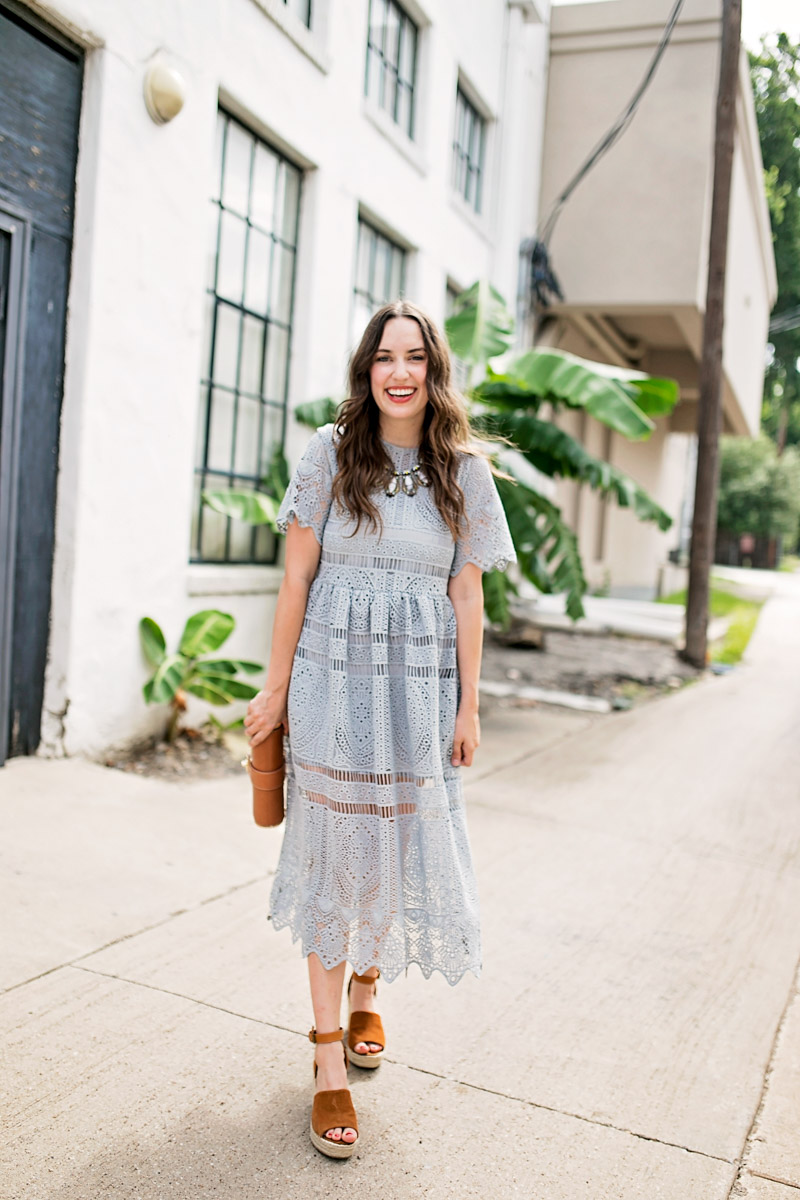 Houston blogger styles a blue lace midi dress from Chicwish.  | 11 Fun Things About Me featured by top Houston life and style blog, Lone Star Looking Glass.