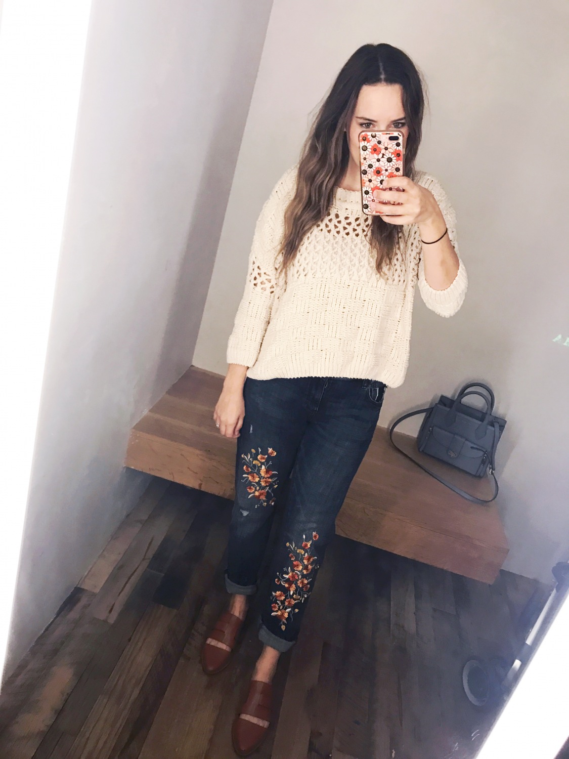 Anthropologie Embroidered Denim