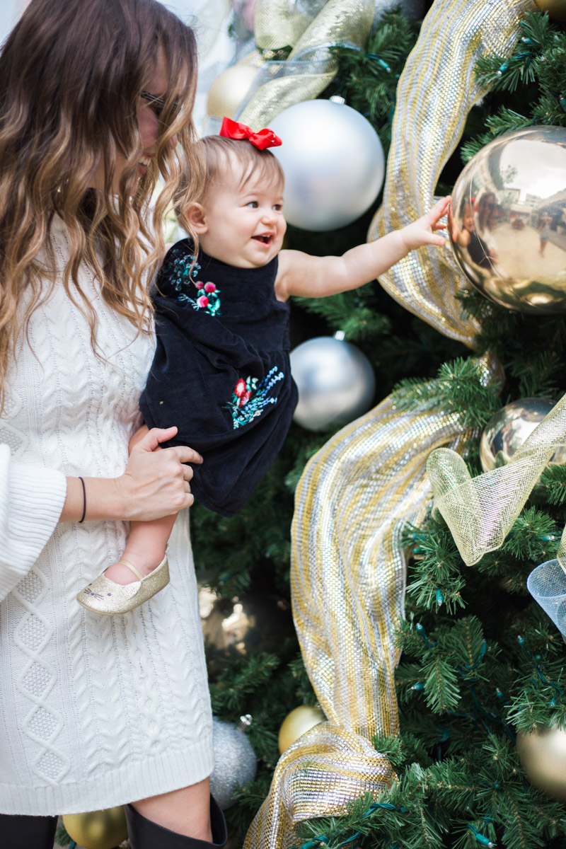 Baby Girl Holiday Dresses, Carter's Black Floral Embroidered Dress with Baby Gold Cat Mary Janes - New Family Holiday Traditions with Our Newest Addition featured by top Houston lifestyle blog, Lone Star Looking glass