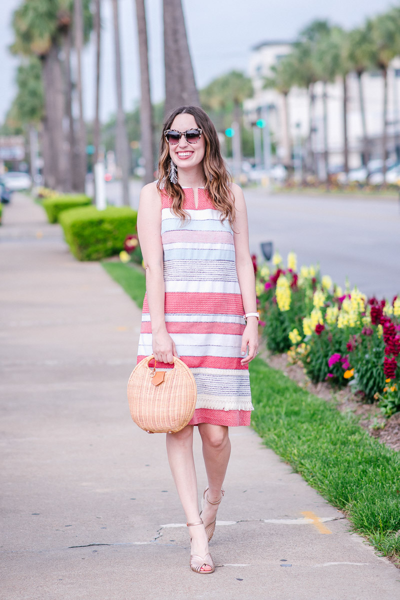 Cute Easter Dress featured by top US fashion blog Lone Star Looking Glass; Image of a woman wearing a J. McLaughlin striped sundress