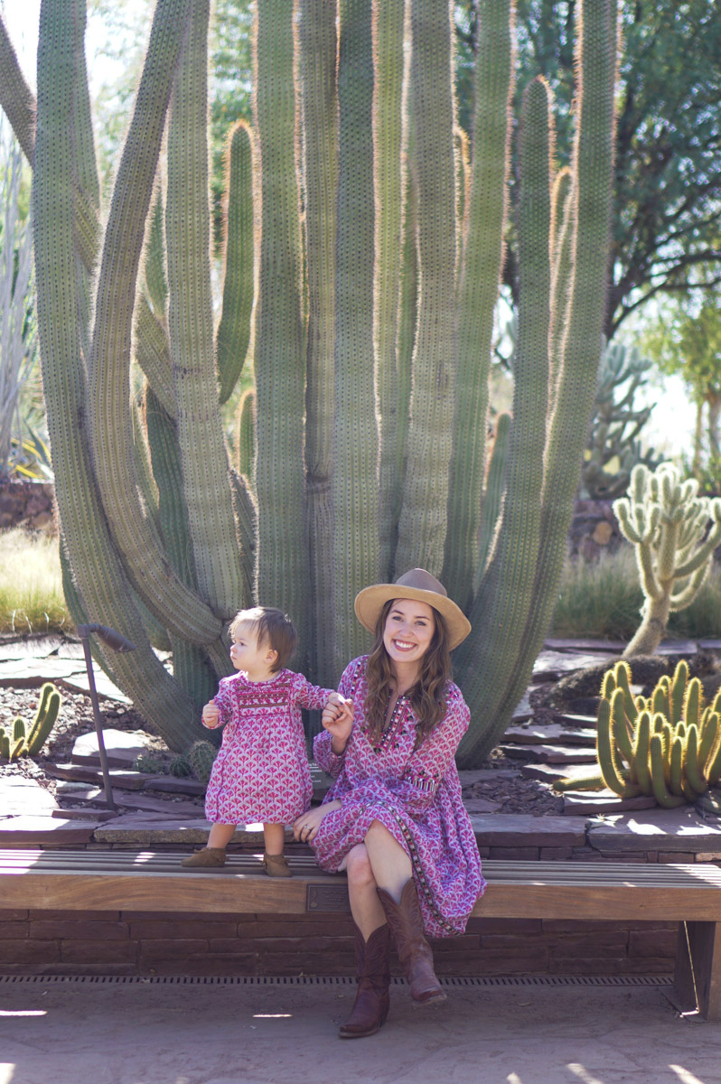 Phoenix Travel Guide featured by top Houston travel blog, Lone Star Looking Glass: Mother Daughter Matching in Roberta Roller Rabbit Dresses in the Desert Botanical Gardens