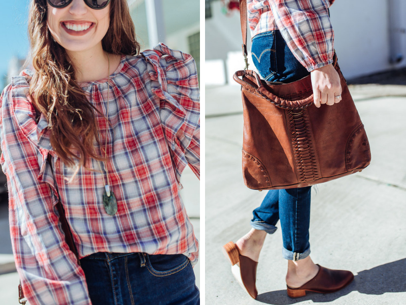 Shein | Fashion | Plaid Ruffled Blouse Under $20 featured by top Houston fashion blog Lone Star Looking Glass
