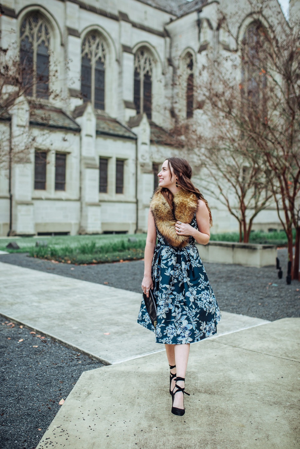 New Year's Eve Outfit Ideas in an Eliza J Metallic Dress with Houston Fashion Blogger