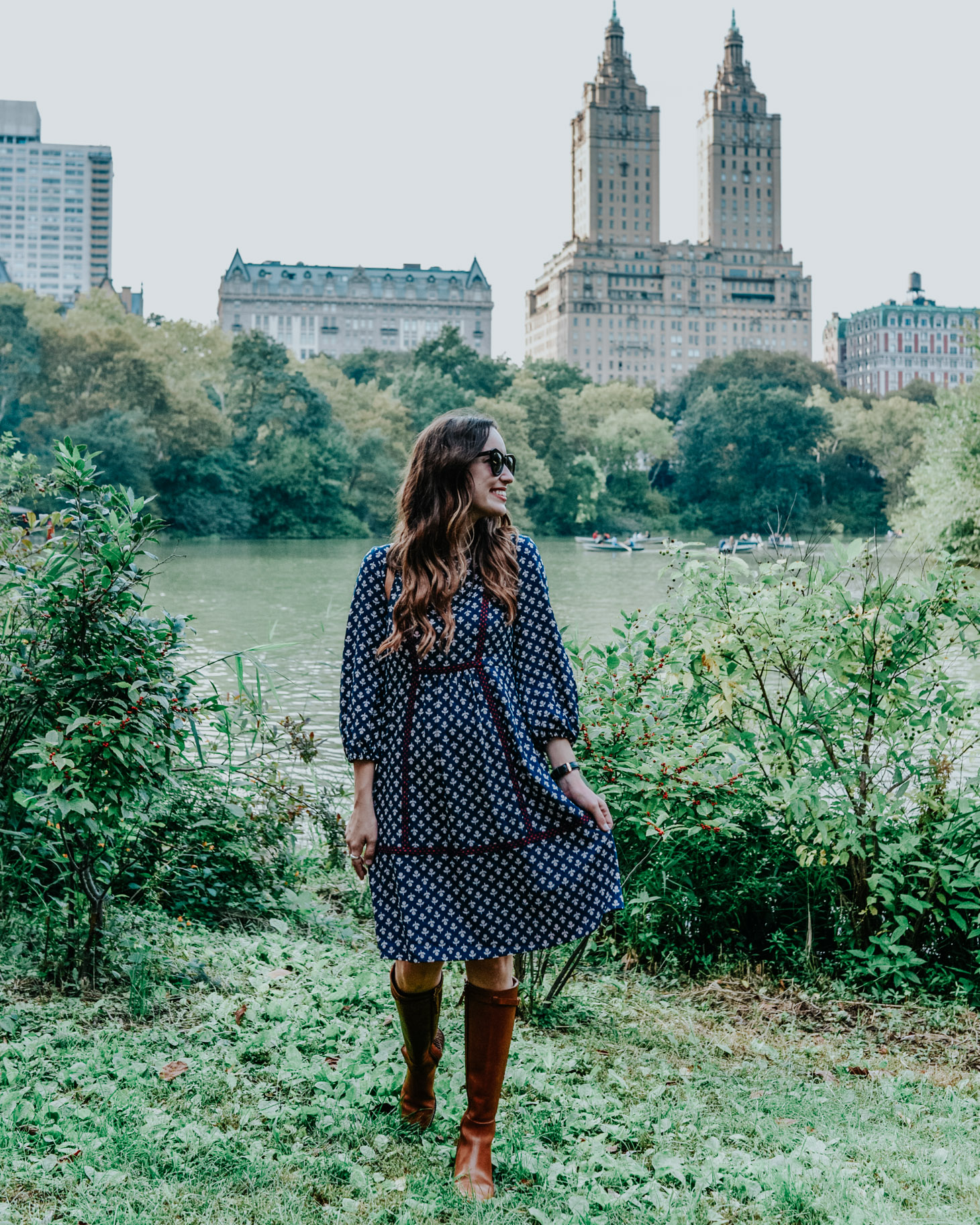 36-Hours in NYC featured by top US travel blog Lone Star Looking Glass; Image of a woman wearing a blue dress in New York.