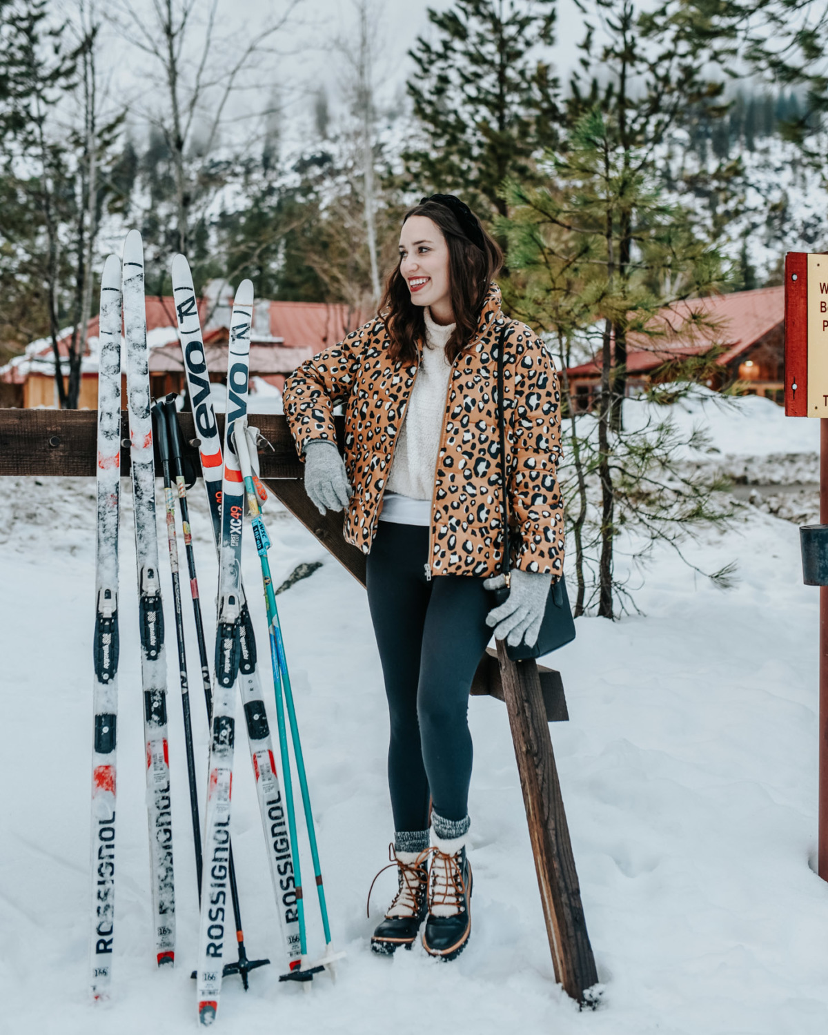 Leopard Puffer Jacket styled for Winter by top Memphis fashion blog, Lone Star Looking Glass: image of a woman wearing a Who What Wear leopard puffer jacket.