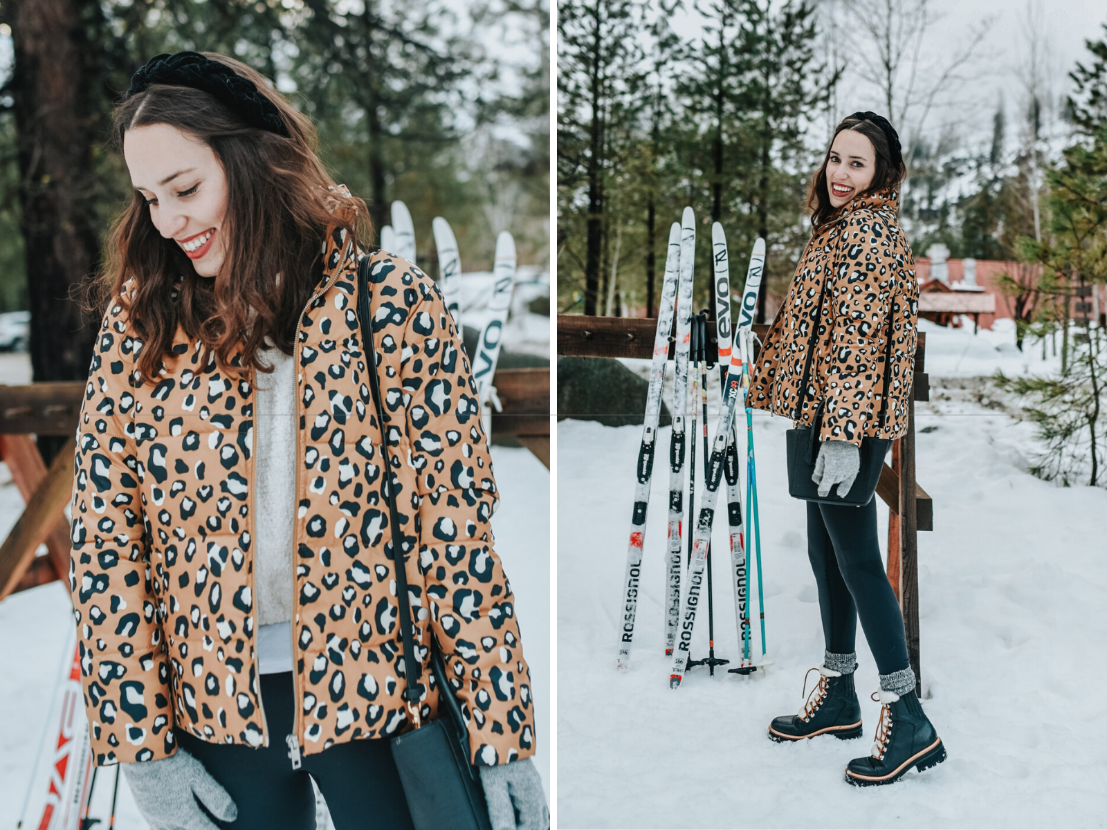 Leopard Puffer Jacket styled for Winter by top Memphis fashion blog, Lone Star Looking Glass: image of a woman wearing a Who What Wear leopard puffer jacket.